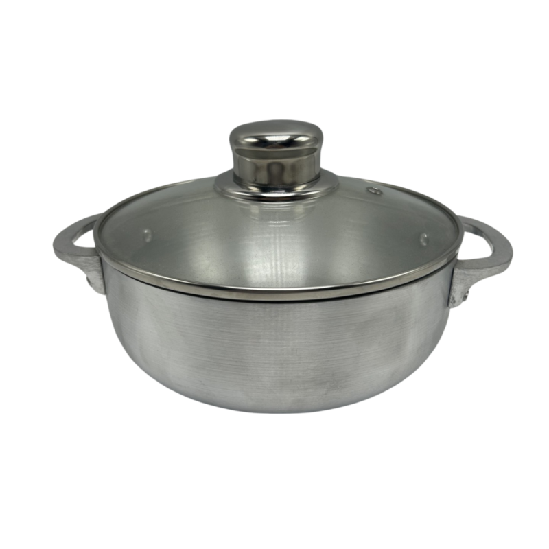 Caldero Aluminio Pulido C/ Tapa Vidrio